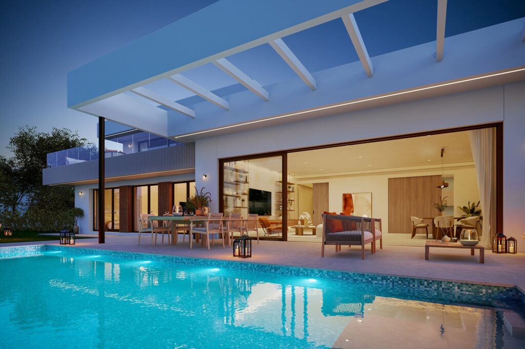 Promoción obra nueva vivienda unifamiliar de lujo con jardín y piscina. Valdemarín y la Florida. Madrid